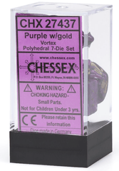 Chessex Dice: 7 Set Polyhedral Vortex Purple Gold CHX27437